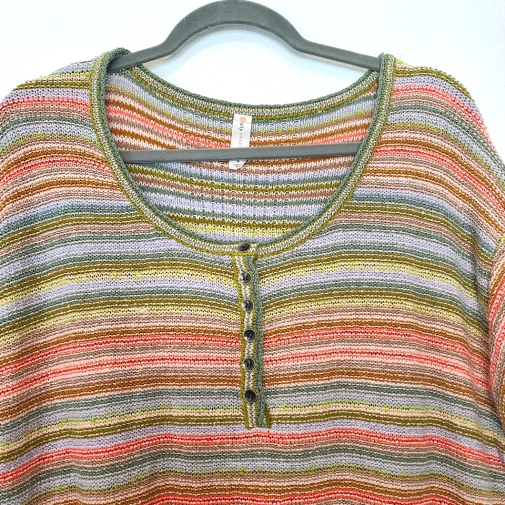 Anthropologie Daily Practice Knit Lounge Multicolor Beachy Top Size Medium - Picture 4 of 11